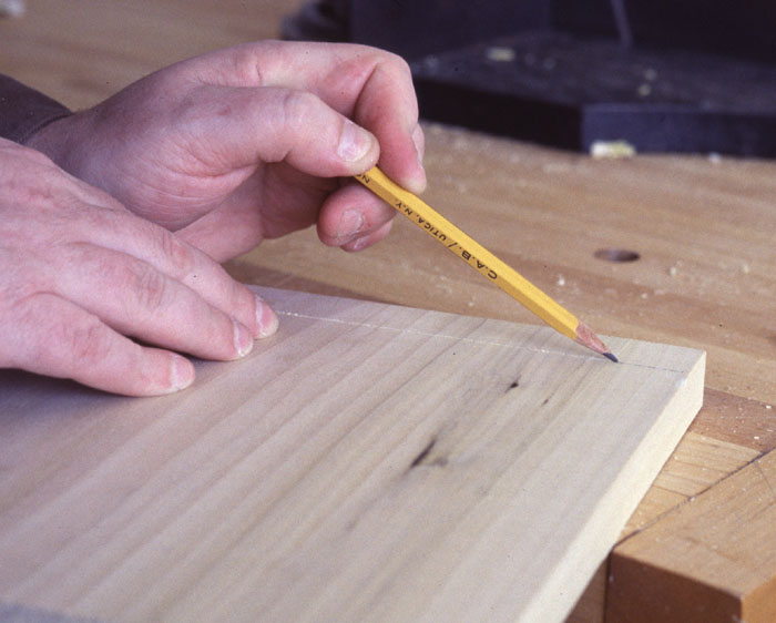 Adding a pencil mark to a scribed line